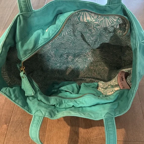 Juicy Couture Y2K Green Rhinestone Juicy Logo Tote Bag - Picture 3 of 4